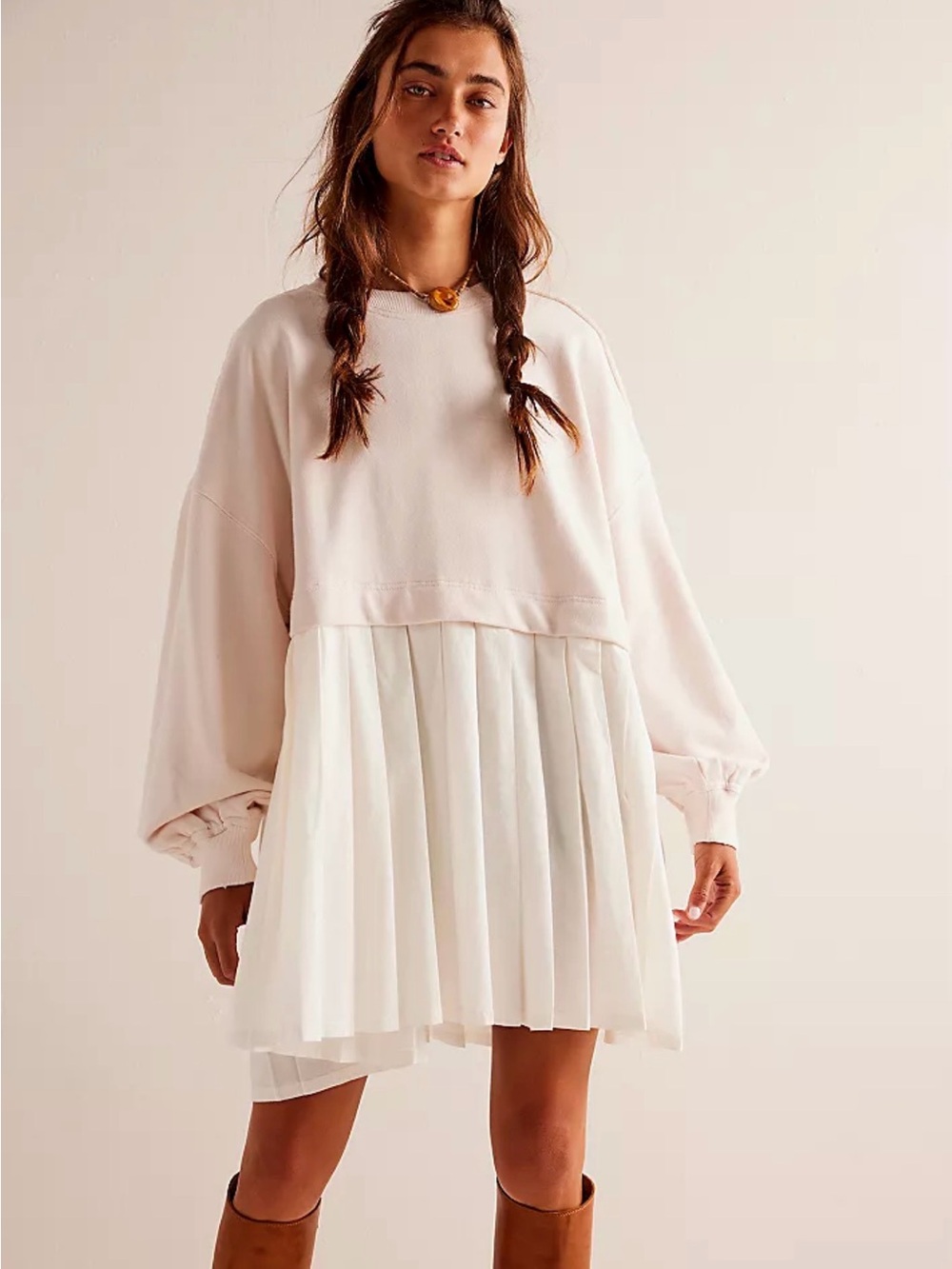 Free People Eleanor Sweatshirt Dress Light Pink XS